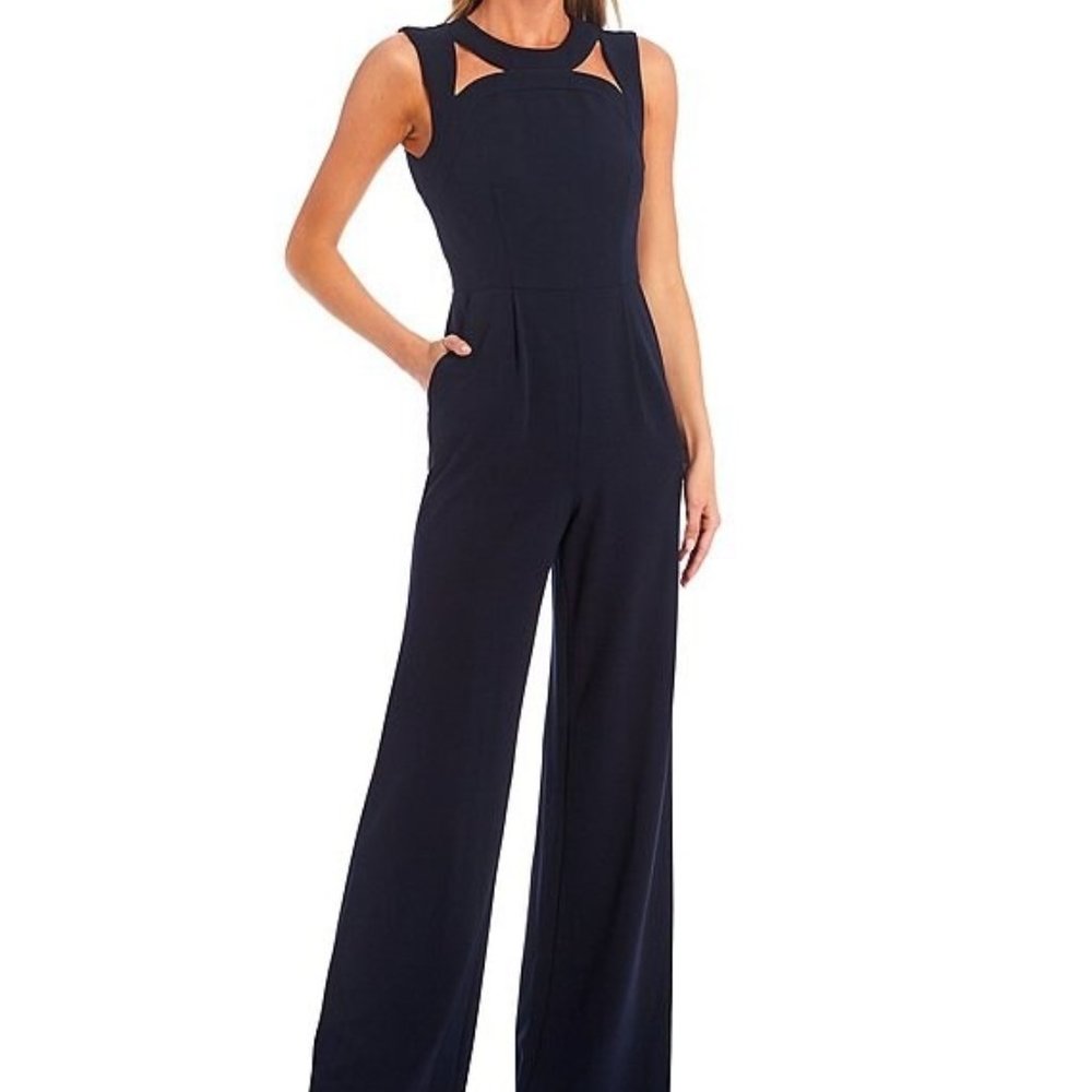 Calvin Klein Sleeveless Cut-out Round Neck Stretch Jumpsuit